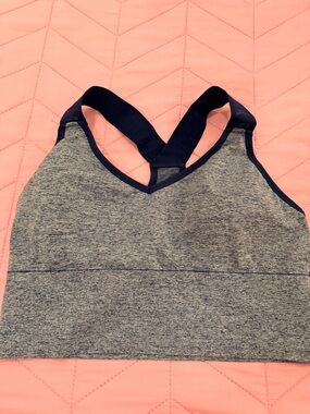 PINK Victoria's Secret Grey Sports Bralette with Navy Crossback